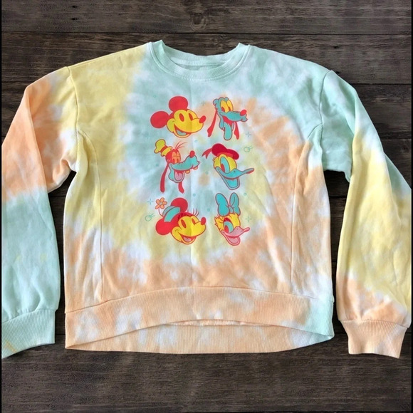 Disney Tie Dye Sweatshirt Top Mickey Minnie Donald - Picture 1 of 7